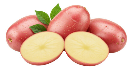 Isolated Red Potatoes with Halved Potato