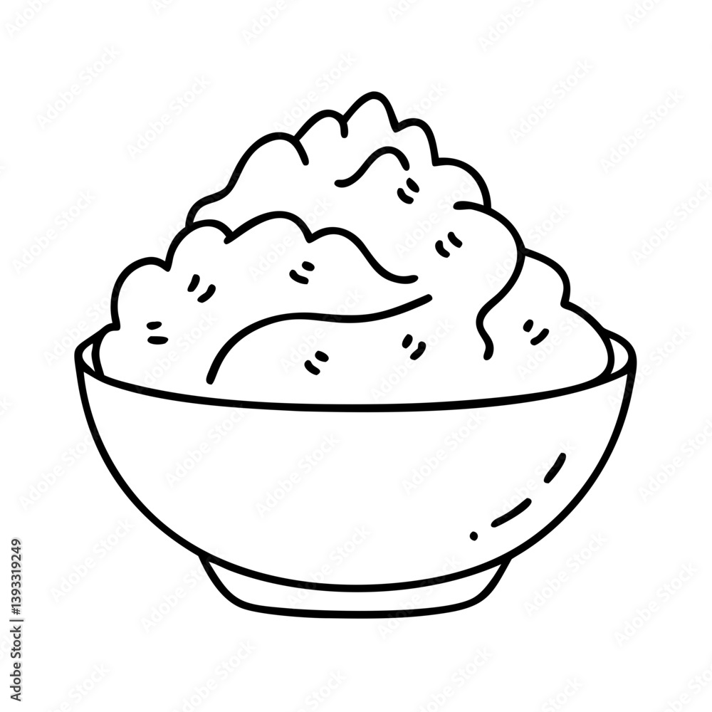 Poster mashed potatoes icon, mashed potatoes line art - simple line art of mashed potatoes, perfect for mas