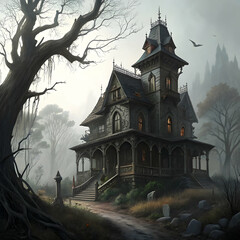 A church with a church on the top of it