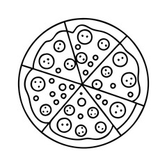 pepperoni pizza icon, pepperoni pizza line art - simple line art of pepperoni pizza, perfect for pepperoni pizza logos and icons