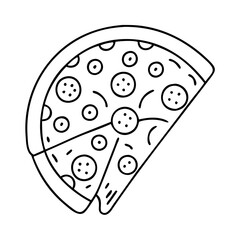 pepperoni pizza icon, pepperoni pizza line art - simple line art of pepperoni pizza, perfect for pepperoni pizza logos and icons