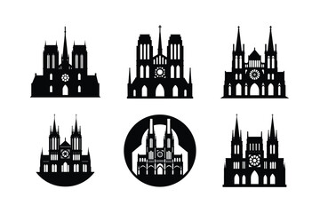 Naklejka premium notre dame paris vector art silhouette