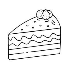 slice of cake icon, slice of cake line art - simple line art of slice of cake, perfect for slice of cake logos and icons