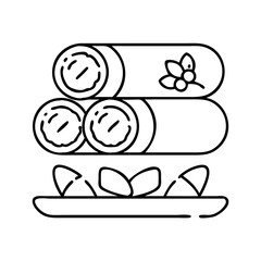 spring roll icon, spring roll line art - simple line art of spring roll, perfect for spring roll logos and icons