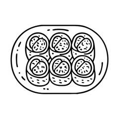 sushi platter icon, sushi platter line art - simple line art of sushi platter, perfect for sushi platter logos and icons