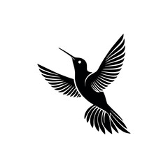 Fototapeta premium hummingbird silhouette logo vector line art logo design