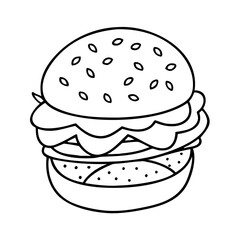 veggie burger icon, veggie burger line art - simple line art of veggie burger, perfect for veggie burger logos and icons