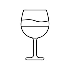 wine glass icon, wine glass line art - simple line art of wine glass, perfect for wine glass logos and icons