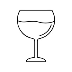 wine glass icon, wine glass line art - simple line art of wine glass, perfect for wine glass logos and icons
