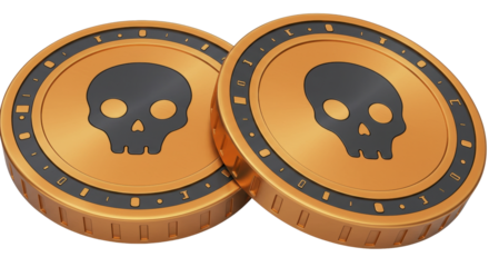 Isolated Skull Coins Dark Cryptocurrency Concept Assets