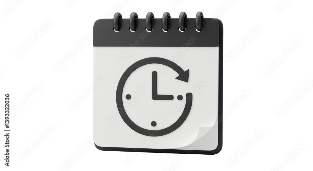 Aufkleber isolated gray calendar with clock icon representing time management