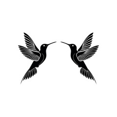 hummingbird silhouette logo vector line art logo design