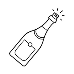 champagne bottle icon, champagne bottle line art - simple line art of champagne bottle, perfect for champagne bottle logos and icons