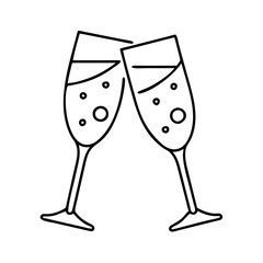 champagne flute icon, champagne flute line art - simple line art of champagne flute, perfect for champagne flute logos and icons