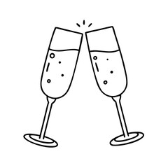champagne flute icon, champagne flute line art - simple line art of champagne flute, perfect for champagne flute logos and icons