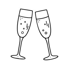 champagne flute icon, champagne flute line art - simple line art of champagne flute, perfect for champagne flute logos and icons