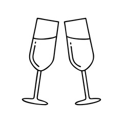 champagne flute icon, champagne flute line art - simple line art of champagne flute, perfect for champagne flute logos and icons