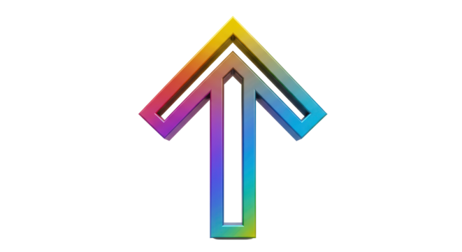 Isolated Upward Arrow with Rainbow Gradient Design for Growth
