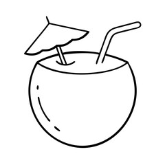 coconut drink icon, coconut drink line art - simple line art of coconut drink, perfect for coconut drink logos and icons