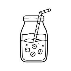 cold brew coffee icon, cold brew coffee line art - simple line art of cold brew coffee, perfect for cold brew coffee logos and icons