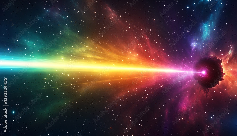 Aufkleber Mesmerizing color explosion with radiant beams extending from a star in outer space : Generative AI