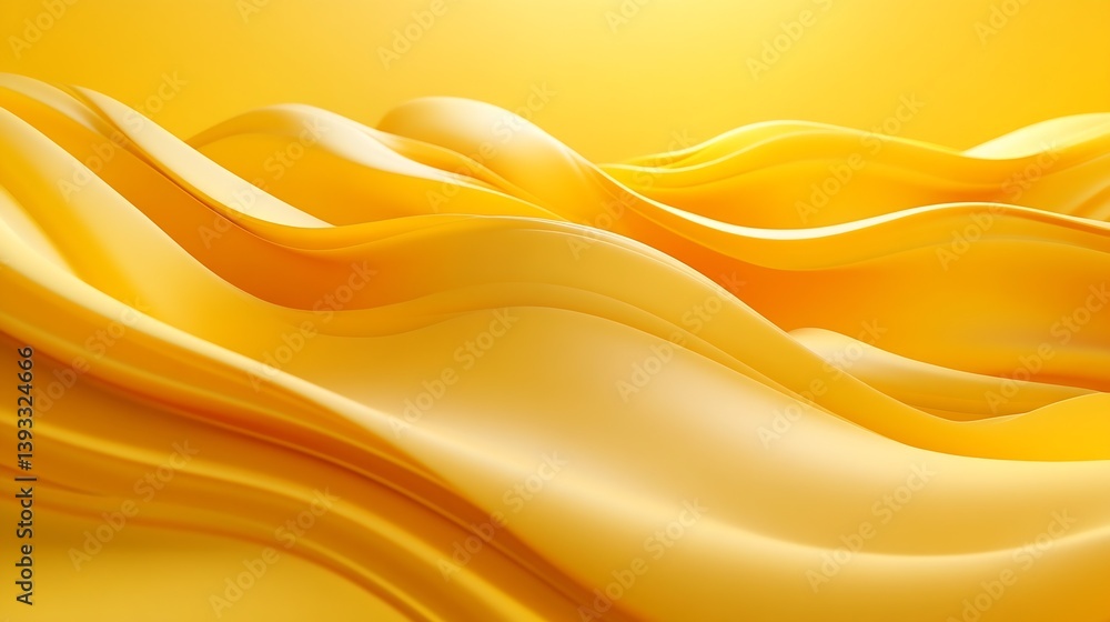 Poster smooth wavy yellow silk fabric texture background for abstract design and elegant aesthetics : gener