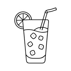 glass of iced lemonade icon, glass of iced lemonade line art - simple line art of glass of iced lemonade, perfect for glass of iced lemonade logos and icons