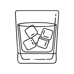 glass of whiskey on rocks icon, glass of whiskey on rocks line art - simple line art of glass of whiskey on rocks, perfect for glass of whiskey on rocks logos and icons