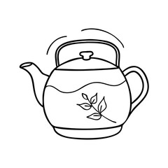 green tea pot icon, green tea pot line art - simple line art of green tea pot, perfect for green tea pot logos and icons