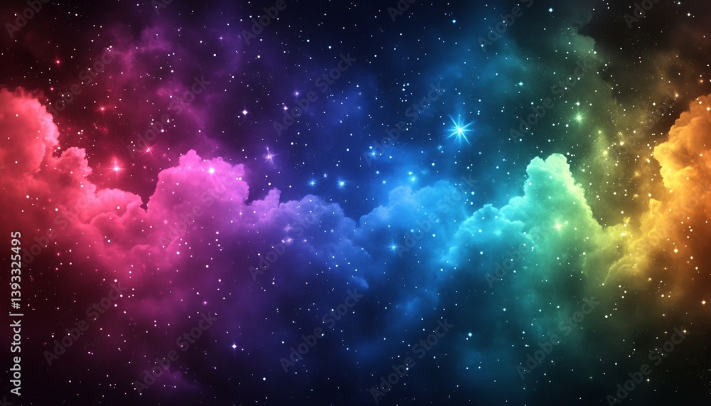 Aufkleber a stunning display of dark cosmic colors with vibrant clouds and stars : generative ai