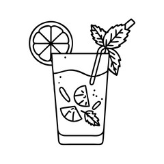 mojito with mint icon, mojito with mint line art - simple line art of mojito with mint, perfect for mojito with mint logos and icons