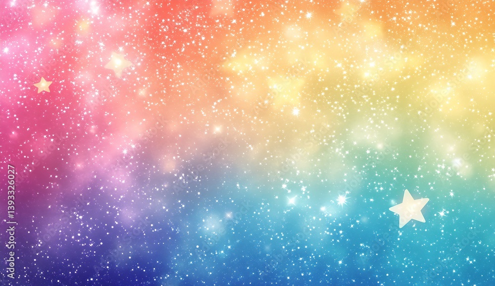 Aufkleber Dazzling colorful starry night sky with shimmering glitter and soft gradients creating a whimsical atmosphere : Generative AI