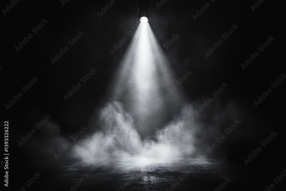 Aufkleber dramatic spotlight shining through smoke dark stage with spot light for performance and effect : gen