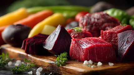 Raw Dog Food Diet with Beef, Liver, and Fresh Vegetables
