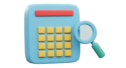 Isolated Calculator with Magnifying Glass for Analysis