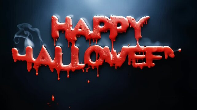 3d animated text happy halloween with blood dripping style, 4k resolution footage