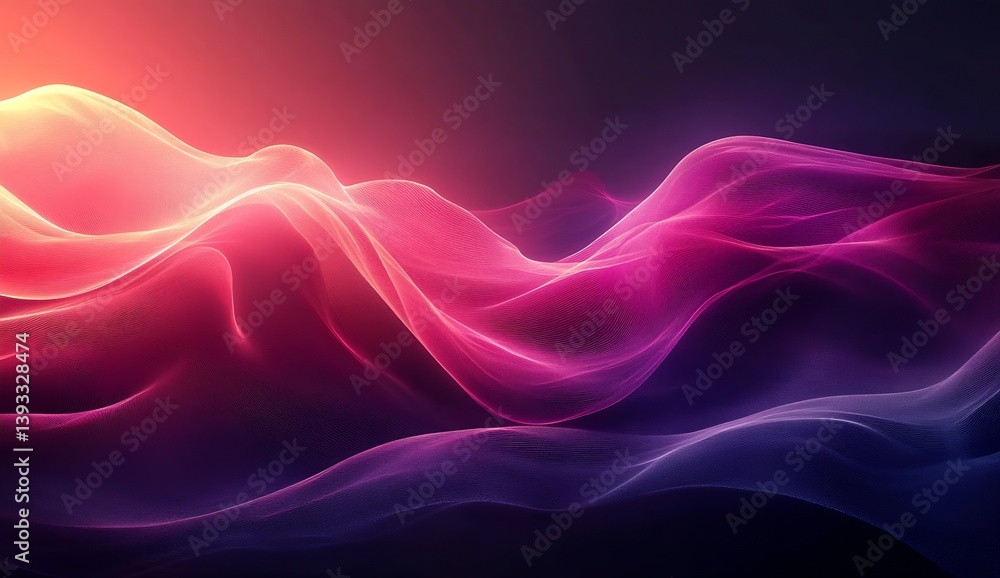 Poster Fluid shapes in a mesmerizing blend of pink and purple tones creating an ethereal atmosphere : Generative AI