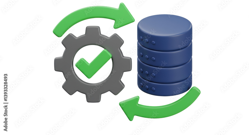 Poster isolated data processing cycle with gear and database