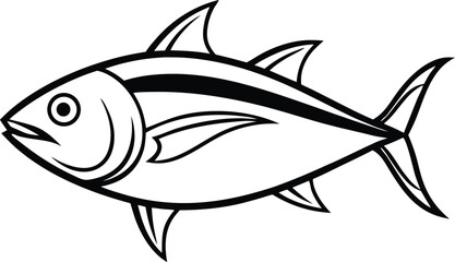 Tuna Fish Line Art design And White Background 