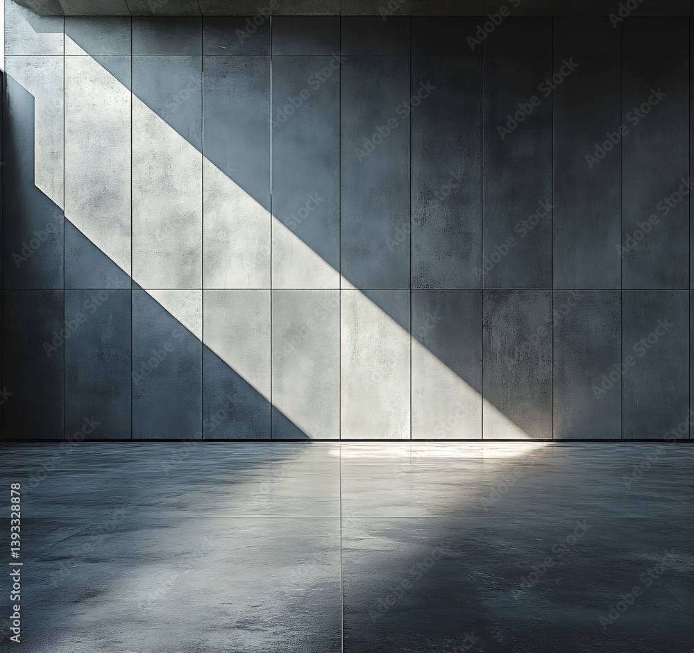 Poster dramatic sunlight beam on concrete wall minimalist architecture urban industrial design abstract bac