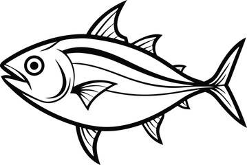 Tuna Fish Line Art design And White Background 
