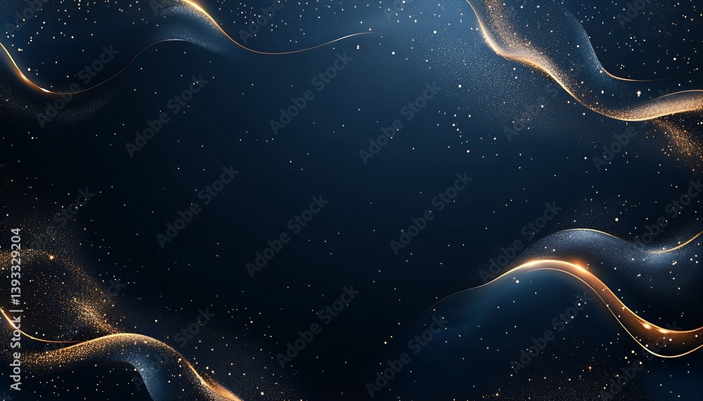 Aufkleber Stunning abstract background featuring sparkling gold dust on a dark blue flowing design : Generative AI