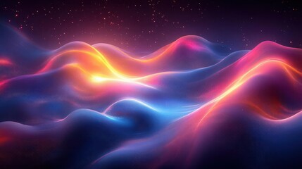 Fototapeta premium Abstract vibrant glowing wavy landscape