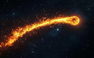 Fiery Comet Streaking Across Starry Sky,Cosmos ,Meteor