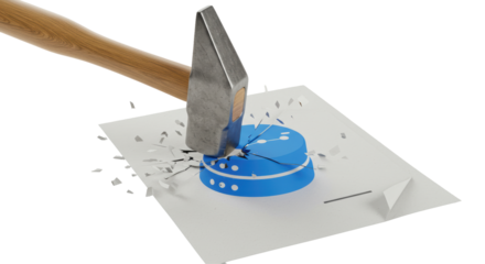 Isolated Hammer Crashing Database Icon Symbolizing Data Breach