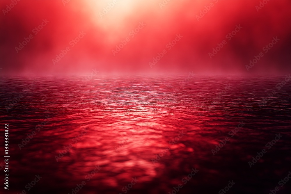Aufkleber Surreal Red Sea Dreamlike Image of a Red Ocean Reflecting a Red Sky Abstract Water Background Fantasy Landscape : Generative AI
