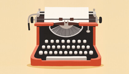 Vintage typewriter with blank paper against a soft background  