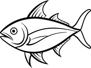 Tuna Fish Line Art design And White Background 