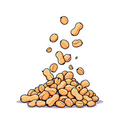 Vsai peanuts falling and forming a pile on white background