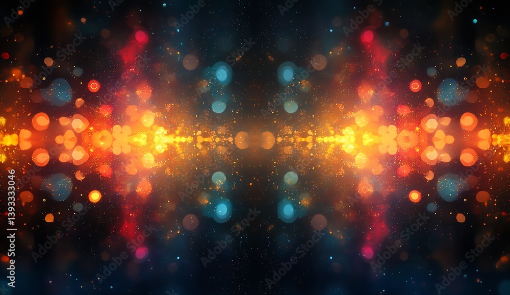 Poster captivating symmetrical design of glowing lights creating a radiant abstract atmosphere : generative